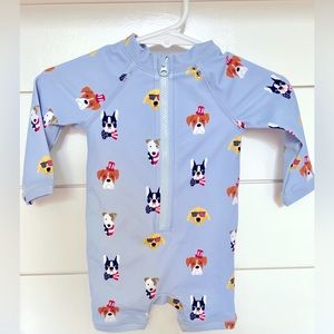 Janie & Jack Baby Americana Dog Rashguard (Size 0-3 Months)